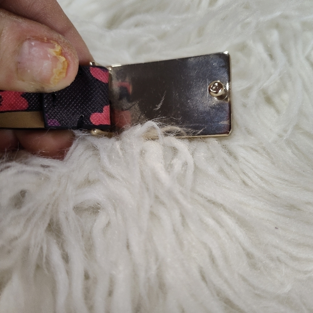 Kate Spade Lori Belt Black Red Floral Leather 37 Inch - Picture 3 of 10